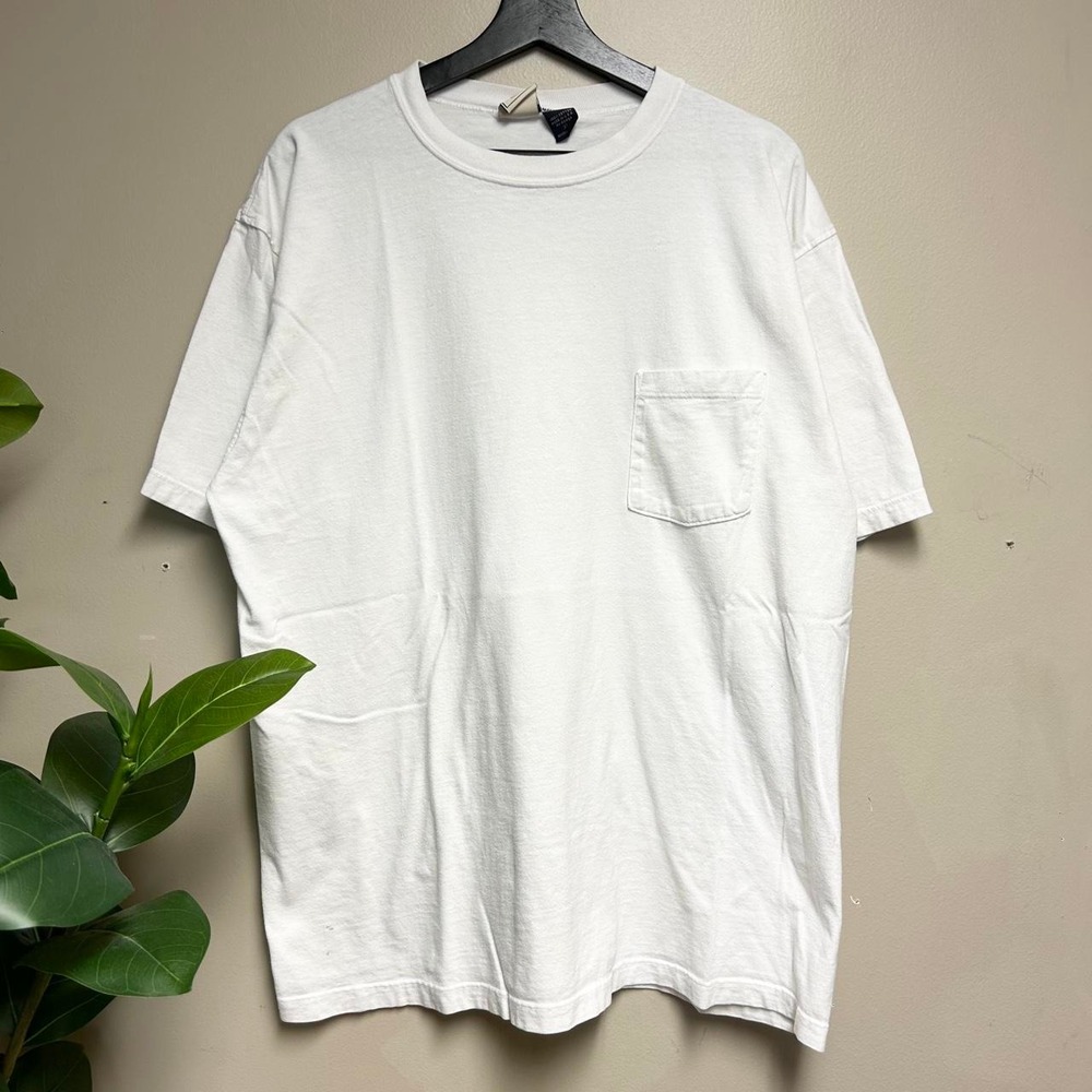 Vintage 90s Bass White Pocket T Shirt Made In USA Mens XL Essential Tee